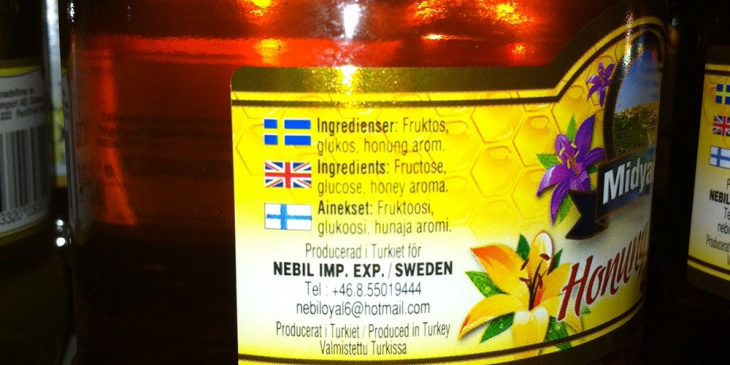 Midyat - Falsk honung. Foto copyright Livsmedelsverket.